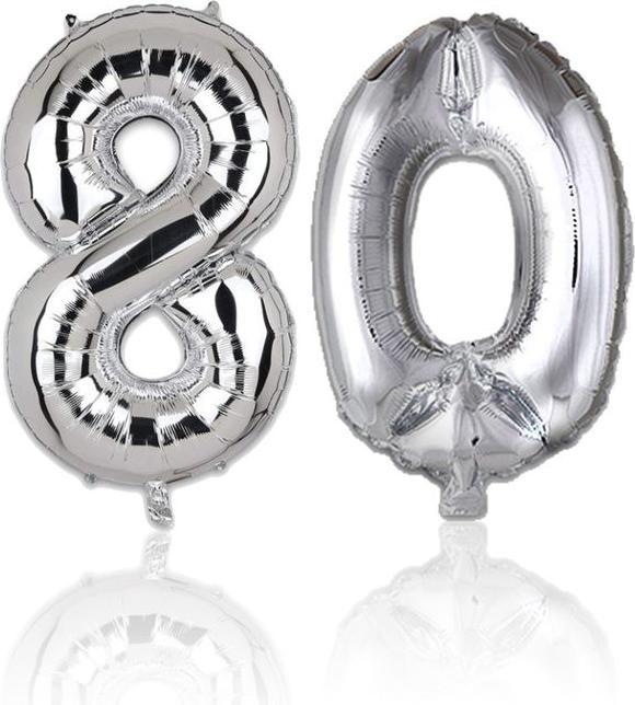 Produktbild Hermex Zahlenballon Zahl 80 Folienballon Luftballon Heliumballon Silbrig 40cm (1 x)