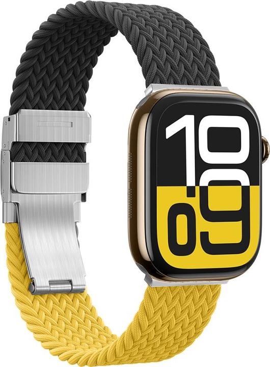 Produktbild Amazingthing 2er-Set Blend Band für Apple Watch 45/46/49 mm - Gelb-Schwarz/Schwarz (Edelstahl, Nylon)