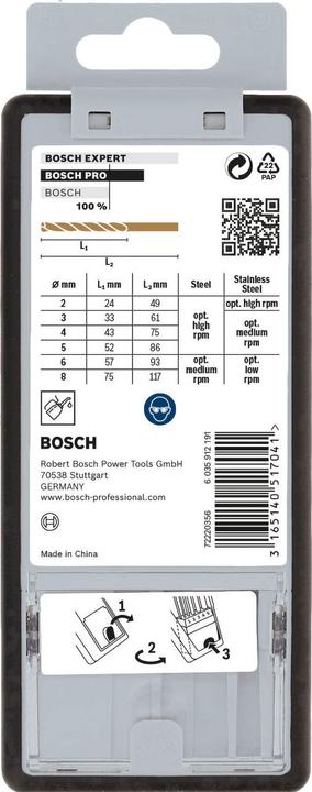 Produktbild Bosch Professional Zubehör PRO Stainless Steel HSS-Co Spiralbohrer-Set, 6-tlg. (2 - 8 Millimeter)