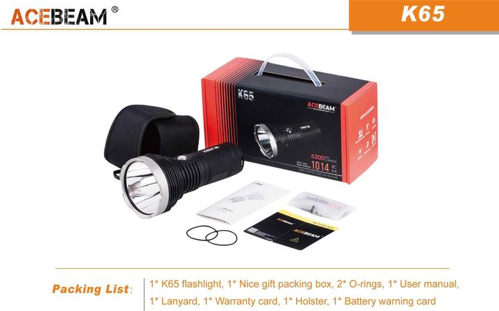 Actual product image AceBeam K65 6200 Lumen LED Taschenlampe
