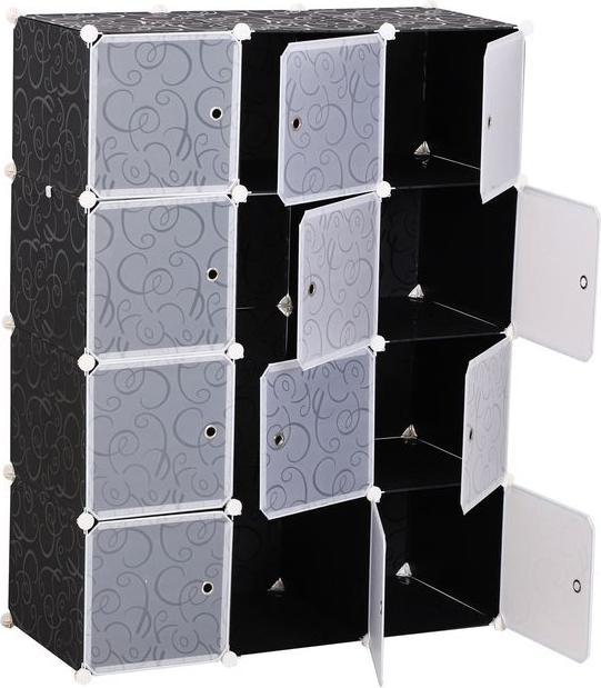 Swisshandel24 Kleiderschrank DIY Garderobe Regalsystem Steckregal Würfel Garderobenschrank mit Kleiderstange 2 + 6 (111 x 47 x 145 cm)