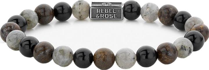 Rebel & Rose Armband Mix Brown 925 RR-8S007-S-L+ Herren (20 cm, Labradorit, Edelstein, Tourmalin)