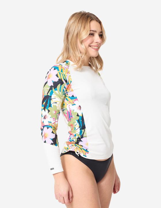Produktbild Olaian UV-Shirt langarm Surfen Damen UV-Schutz 50+ Kanika weiss/geblümt (XXL)