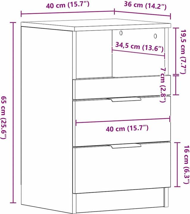 Produktbild VidaXL Nachttisch (35 x 65 cm)