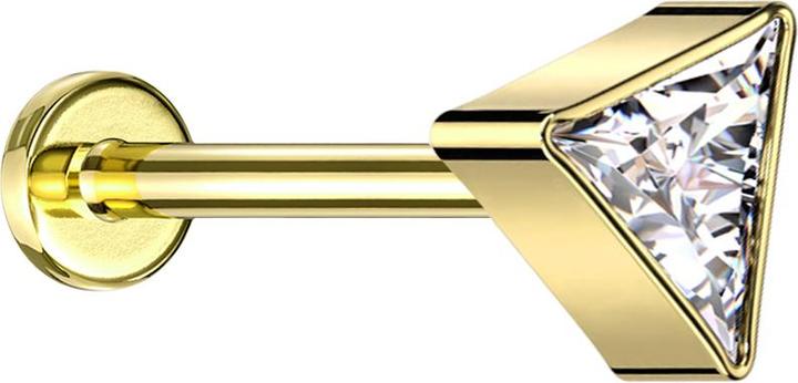 Actual product image Star Piercing Micro Threadless Labret gold plated triangle gold plated crystal silver (Titanium G23, without brass)
