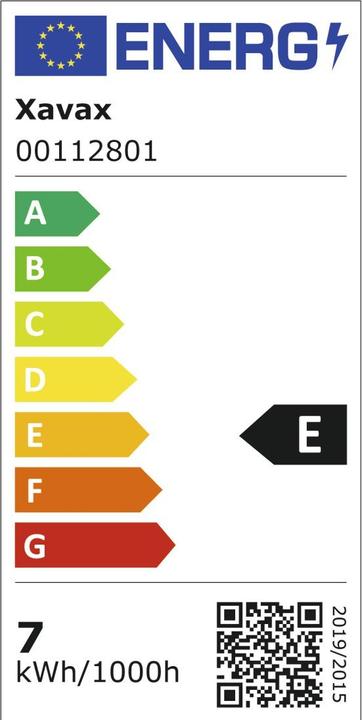 Energie-Label Xavax LED-Filament (E27, 60 W, 806 lm, 1 x, E)