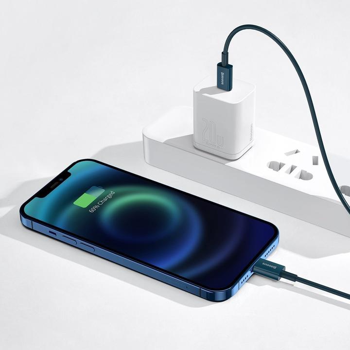 Actual product image Baseus Superior Series Cable USB-C to iP, 20W, PD, 2m (blue) (2 m, USB 3.2 Gen 2, 20 W)
