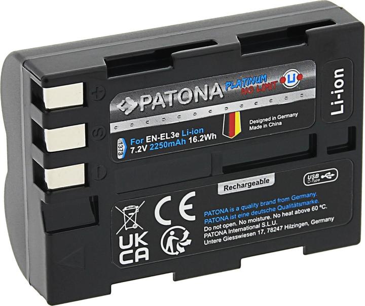 Produktbild Patona Platinum Akku Nikon EN-EL3E USB-C (Kamera Akku)
