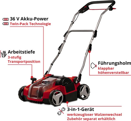 Productafbeelding Einhell GE-SC 36/35 Li - Solo accu verticuteermachine beluchter