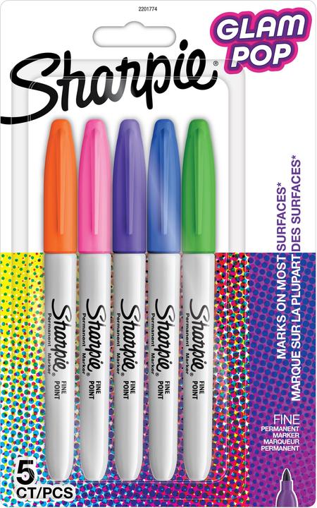 Newell Sharpie - Permanent Marker Fine Glam Pop 5-Blister (2201774) (Multicoloured, 0.90 mm, 5 x)