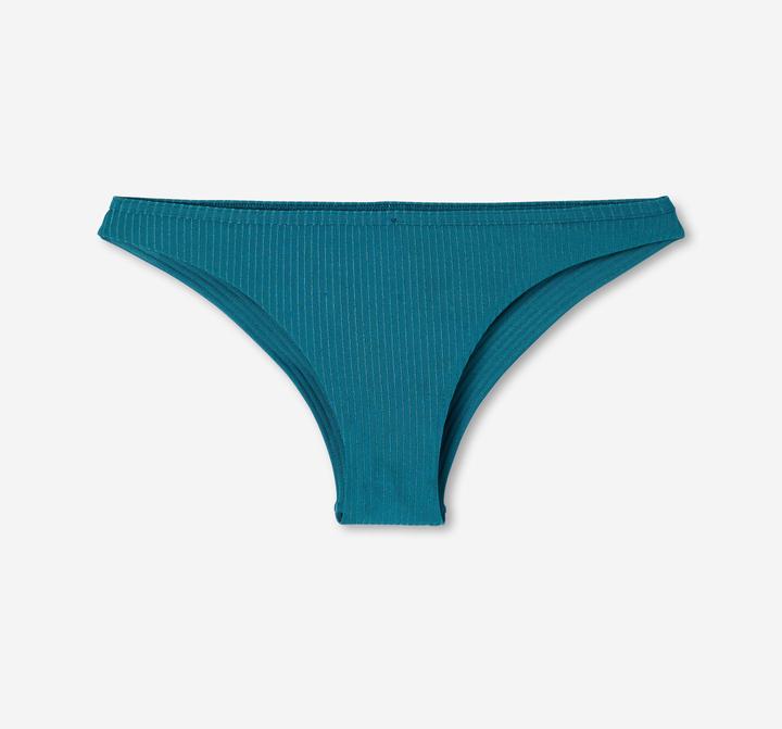 Olaian Bikini-Hose Tanga Surfen Damen strukturiert Lulu Folk blau (40, 42)