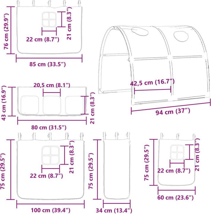 Produktbild VidaXL Kinderhochbett mit Tunnel & (80 x 200 cm)