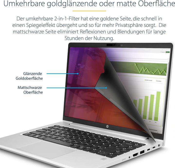 Image du produit StarTech COM 39.62cm 15.6inch 16:9 Laptop Privacy Film Double Sided Laptop Gold Filter with Increased (13.58", 16 : 9)