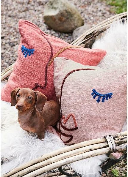 Immagine prodotto Liv Interior Faces Cushion Cover 45 cm x 45 cm, Rosa (45 x 45 cm)
