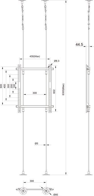 Produktbild Multibrackets Decken/Boden Halter, 1 x 40" - 65", VESA 100-