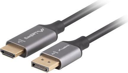 Produktbild Lanberg Displayport(M)-HDMI(M) Kabel 1M 4K Schwarz und Silber (Kabeldurchlass, 100 cm)