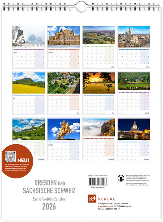 Image du produit Einschreibkalender Dresden und Schsische Schweiz 2026 (30 x 40 cm, Non contraignant, Allemand)