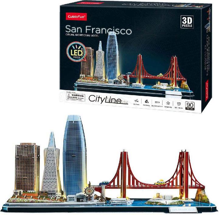 Actual product image Cubicfun 3d Puzzel City Line San Francisco LED (90 pieces)