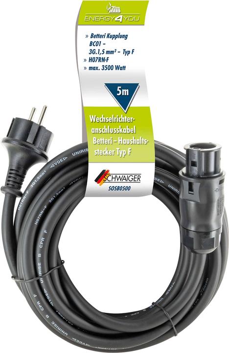 Actual product image Schwaiger Inverter connection cable Betterie->Schuko 5m
