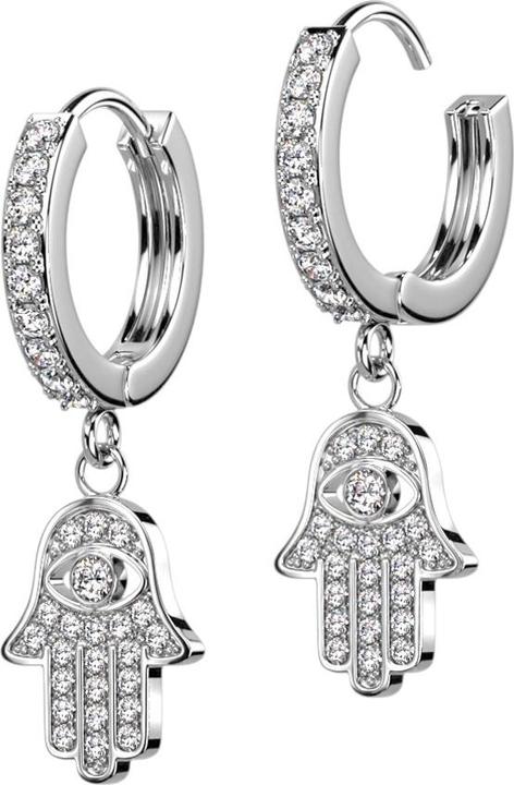 Immagine prodotto Star Piercing Orecchino a cerniera in argento cristalli d'argento ciondolo Hamsa (Acciaio chirurgico 316L, Ottone)