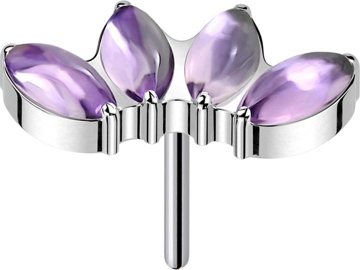 Image du produit Star Piercing Threadless silber vier Ovale Amethyst Steine (Titane G23, sans laiton, Minéral)