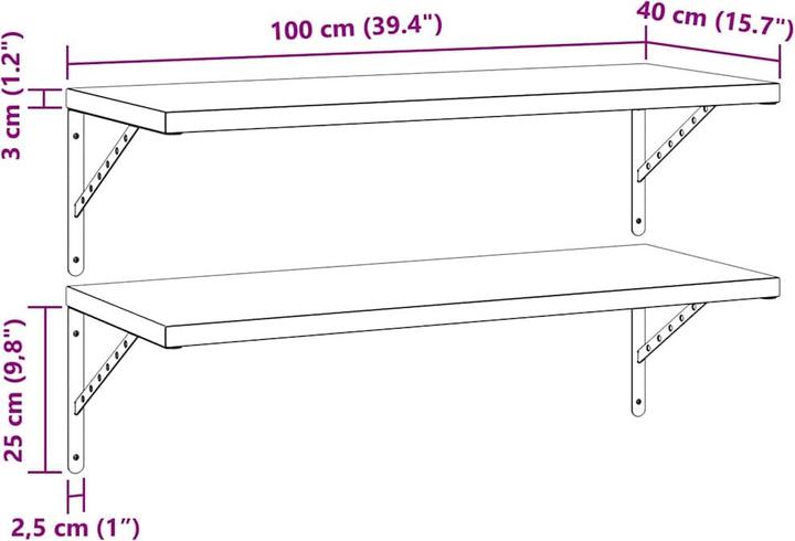 Immagine prodotto VidaXL Mensole a muro 2 pezzi 100 x 40 cm Nobile (100 x 40 x 3 cm)