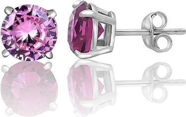 Moiss Popular stud earrings with pink zirconia E0001160 - Diameter: 0.6 cm