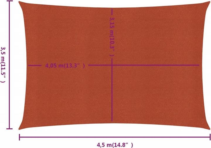 Image du produit VidaXL Sonnensegel 160 g/m² Rechteckig rot HDPE (3,5 x 4,5 m)
