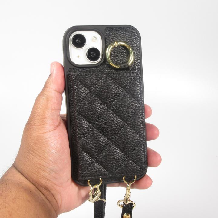 Image du produit PhoneLook Coque Cuir matelassé avec miroir et compartiment carte inclus grande lanière amovible (Apple iPhone 15)
