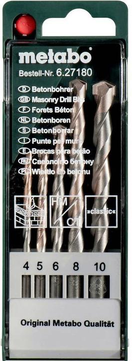 Metabo Beton Bohrerkassette (4 mm, 5 mm, 6 mm, 8 mm, 10 mm)