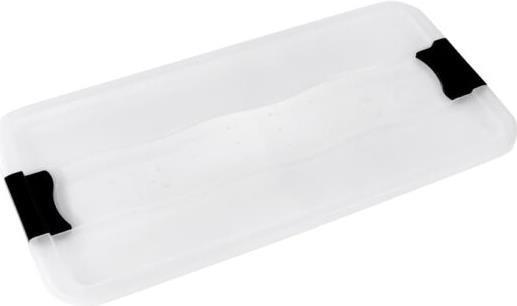 Actual product image keeeper Storage box "konrad", with castors, 83 litres Box and lid: natural-transparent / clips: anthracite (83 l)