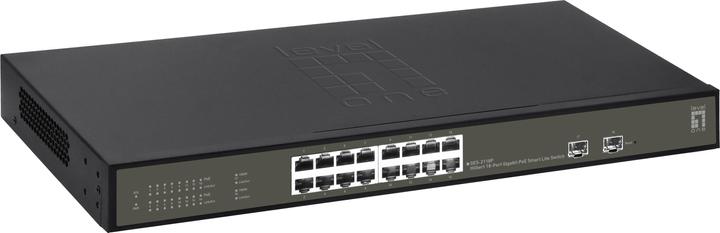 Actual product image LevelOne Switch 16x GE GES-2118P 2xGSFP 16xPoE+ (18 Ports)