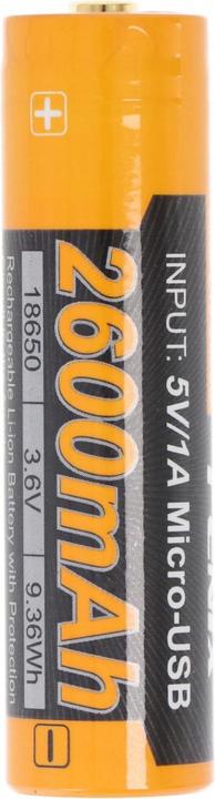 Actual product image Fenix Akku 18650, mehrfach geschützt mit USB Ladefunktion, mit AccuCell AccuSafe (1 pcs., Device specific, 2600 mAh)