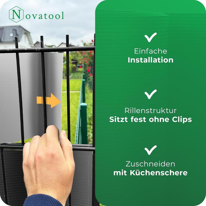 Produktbild Novatool Premium PP 100m Rollen Sichtschutzstreifen für Doppelstabmattenzaun Fenster GRAU für 40 Rei (10000 cm)