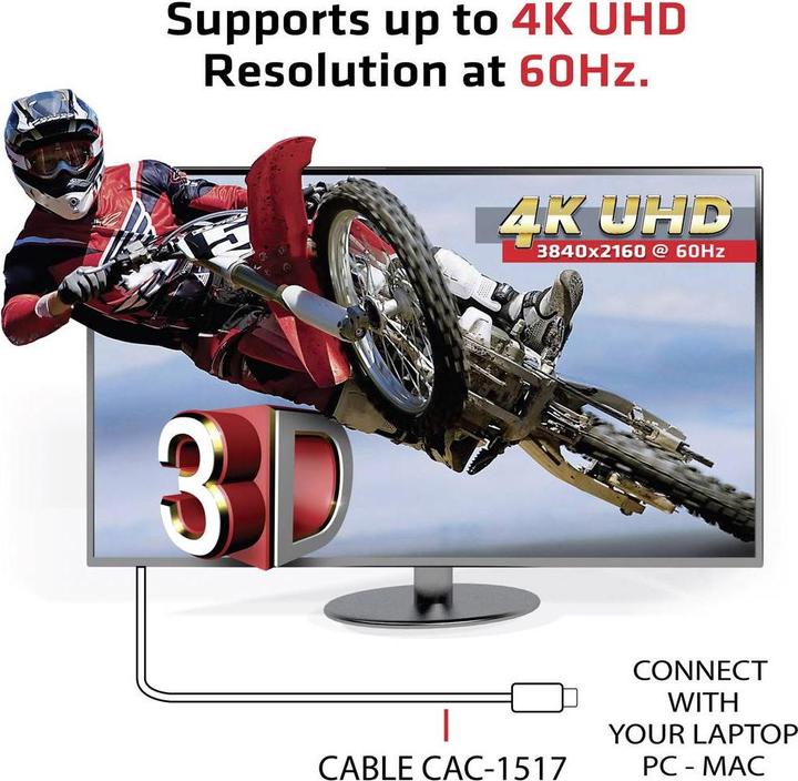 Actual product image Club 3D USB Typ C — DisplayPort (USB-C, 120 cm)