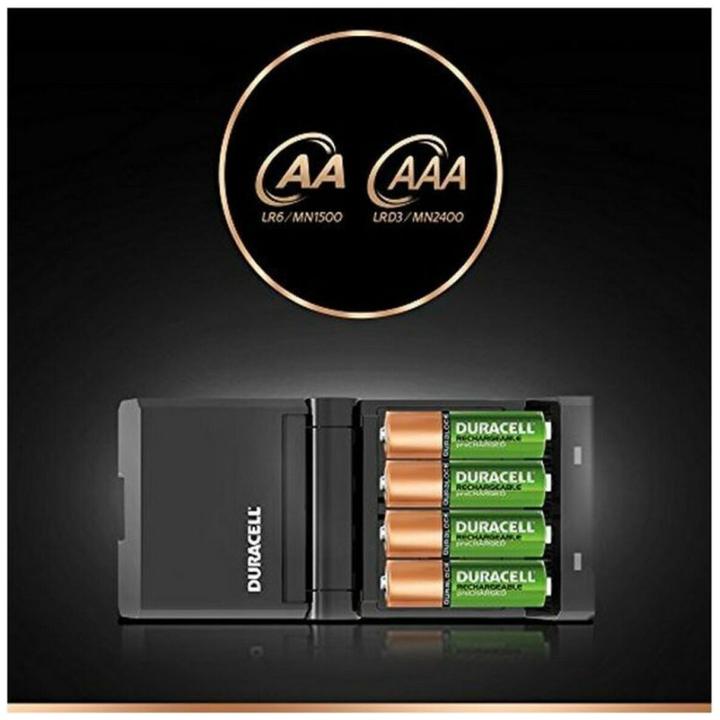 Produktbild Duracell Ladegerät für CEF27 + Batterien, 4-tlg (4 Stk., AA, AAA, 1300 mAh, Akku)