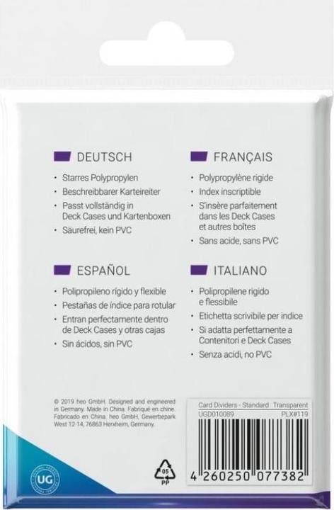 Actual product image Ultimate Guard Card Separator Standard Size Transparent 10