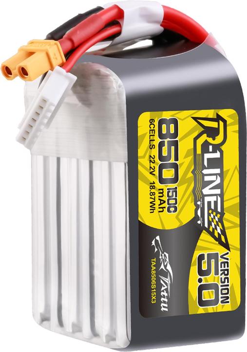 Produktbild Tattu R-Line Wersja 5.0 850mAh 22.2V 6S1P 150C Lipo XT30U-F (22.20 V, 850 mAh)