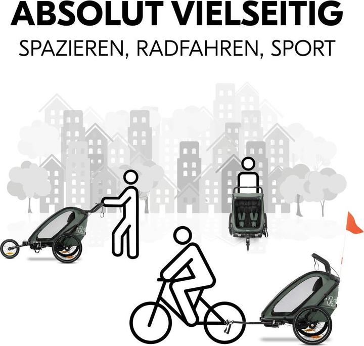Produktbild Hauck 3in1 Fahrradanhänger Bike N Walk Duo für