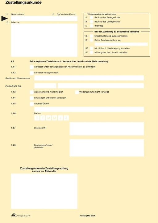 Nährwerte und Zutaten Rnk Verlag Vordruck "Zustellungsurkunde", DIN A4 (100 x)