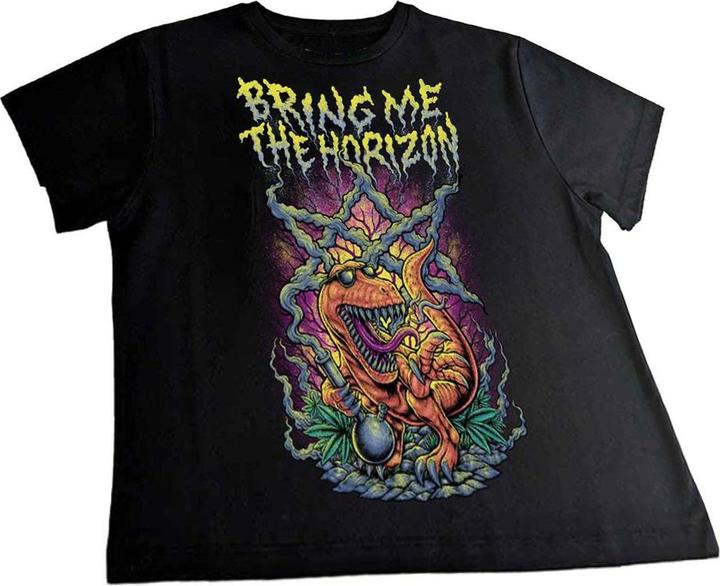 Actual product image Bring Me The Horizon Womens/Ladies Smoking Dinosaur Crop Top (XS)