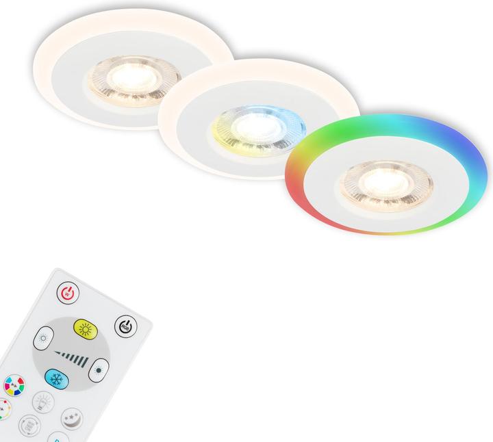 Produktbild Briloner LED Einbauleuchten-Set, mit RGB-LED, weiss, 3xLED/5W, IP44 (460 lm)