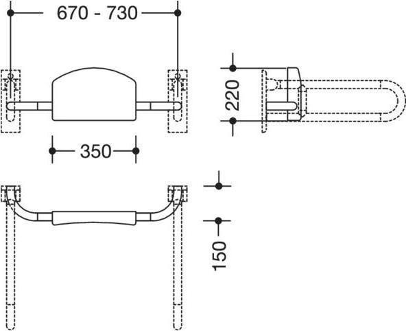Actual product image Hewi Back support SERIES 801 for folding support handles pure white