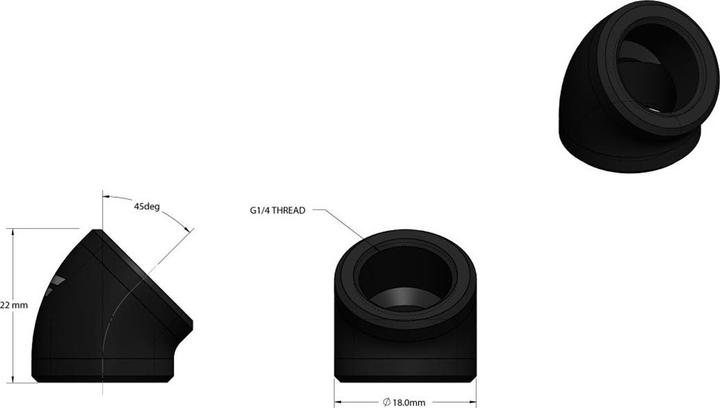 Produktbild Nanoxia CoolForce - 45?? Anschluss mit zweifachen G1/4"IG