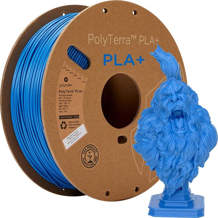 Image du produit Polymaker Bobine de carton Polyterra Pla Plus, Bleu, 1 kg, 1.75mm (PLA+ LECTURE, 1.75 mm, 1000 g, Bleu)