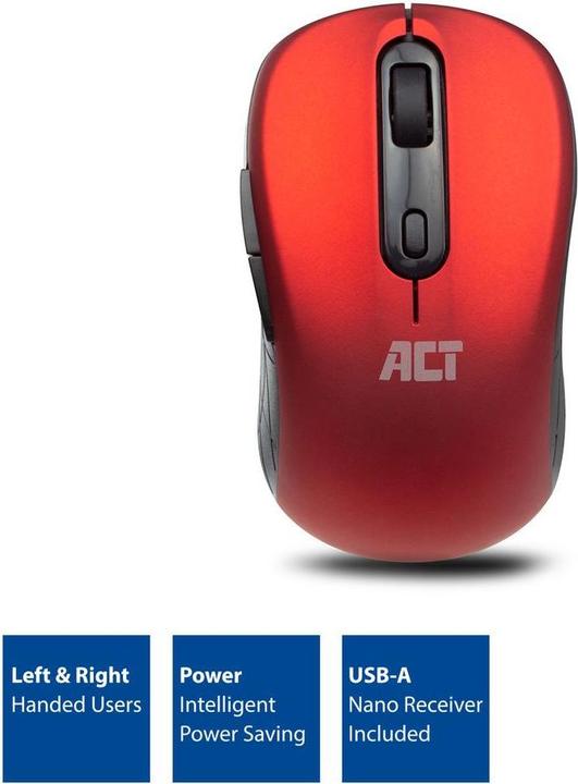 Image du produit Souris sans fil, USB nano-récepteur, 1600 ppp, rouge (Sans fil)