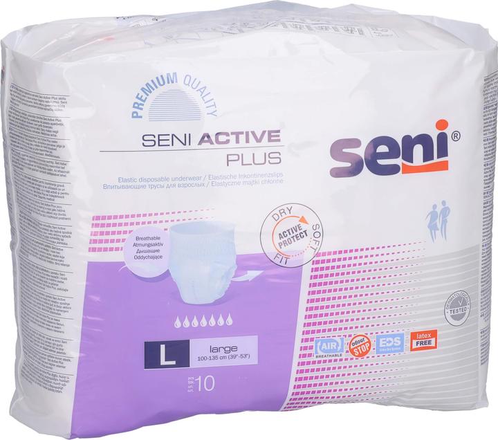 Produktbild Seni Active Plus Pants Einweghosen L atmungsaktiv Hüftumfang 100-135cm 7 Tropfen (10 x, Large)