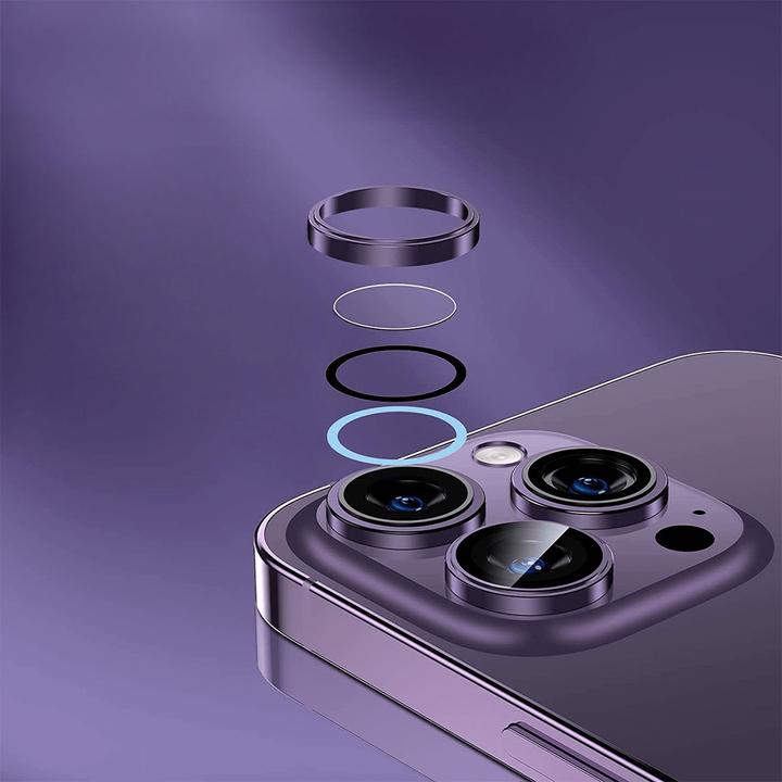 Actual product image Enkay iPhone 15 Pro / 15 Pro Max - Camera Lenses Bulletproof Glass silver (3 Piece, Apple iPhone 15 Pro, Apple iPhone 15 Pro Max)