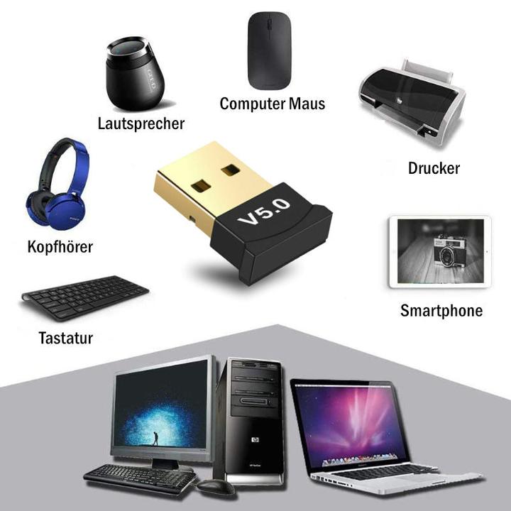 Produktbild Hermex Bluetooth 5.0 Adapter Dongle Bluetooth-Stecker (Sender & Empfänger)