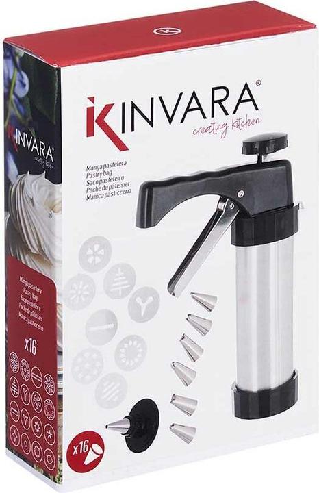 Produktbild Kinvara Edelstahl-Spritzpistole mit 16 Zubehörteilen (Gebäckpresse)